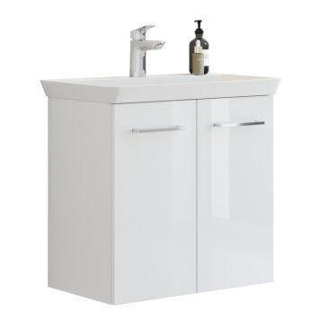 Scanbad underskab med vask Multo/Marbelle hvid højglans 2 låger 66x38 cm