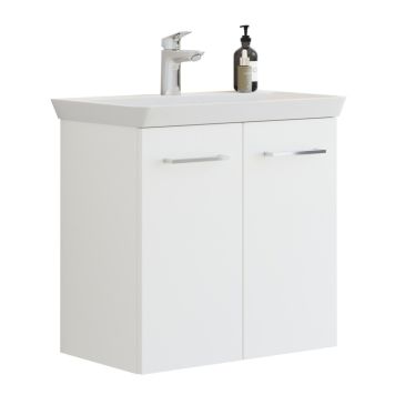 Scanbad underskab med vask Multo/Marbelle mat hvid 2 låger 66x38 cm