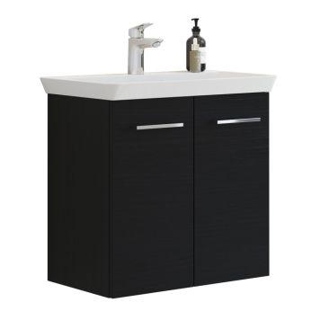 Scanbad underskab med vask Multo/Marbelle sort struktur 2 låger 66x38 cm