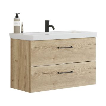 Scanbad underskab med vask Delta/Lazuli Mini natur eg m/greb 83x38 cm