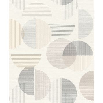 Rasch tapet geometriske cirkler 10,5x0,53 m beige