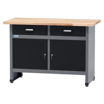 Küpper arbejdsbord 2 ståldøre & 1 skab sort