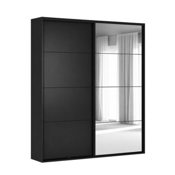 Flexislide Shape garderobeskab sort/spejl 153x218,5x60 cm