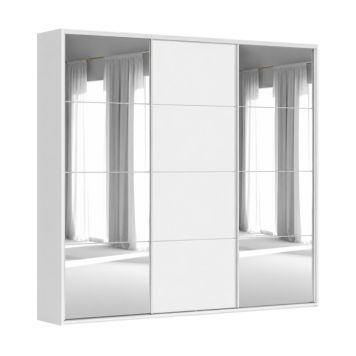 Flexislide Shape garderobeskab hvid/spejl 220x218,5x60 cm