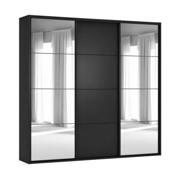 Flexislide Shape garderobeskab sort/spejl 220x218,5x60 cm