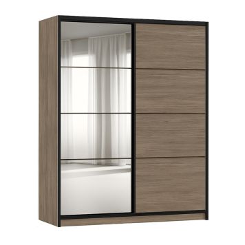 Flexislide Shape garderobeskab røget eg/spejl 153x218,5x60 cm