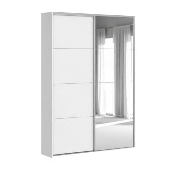 Flexislide Shape garderobeskab hvid/spejl 120x218,5x60 cm