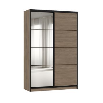 Flexislide Shape garderobeskab røget eg/spejl 120x218,5x60 cm