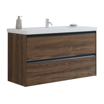 Scanbad underskab med vask Delta/Lazuli integreret greb brun eg 120 cm