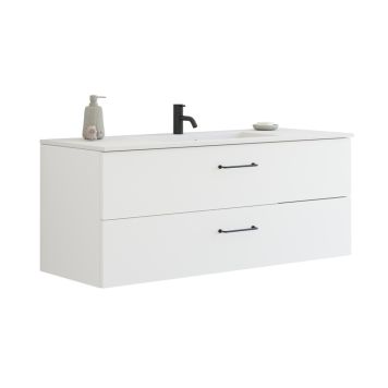 Scanbad underskab med vask Delta/Micca mat hvid m/greb 120 cm