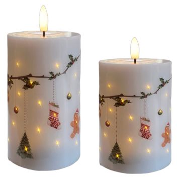 Veli Line LED-stearinlys julemotiv hvid m/timer
