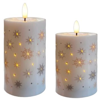 Veli Line LED-stearinlys stjerner hvid/guld m/timer