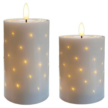 Veli Line LED-stearinlys hvid m/timer 2 stk.