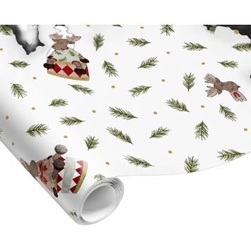 Det Gamle Apotek julegavepapir 500x70 cm hvid gran