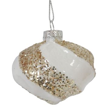 Nordic Winter julekugle hvid/guld Ø8 cm