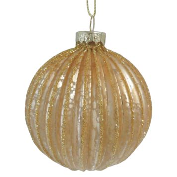 Nordic Winter julekugle glas guld med glimmer Ø8 cm