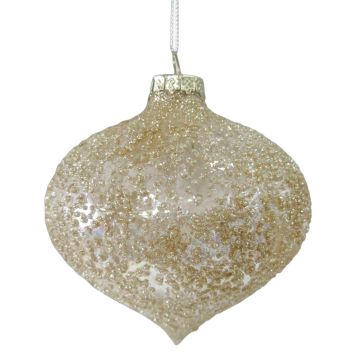 Nordic Winter julekugle glas champagne m/glimmer Ø10 cm
