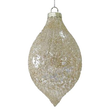 Nordic Winter julekugle glas champagne m/glimmer 16 cm