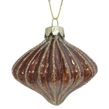 Nordic Winter julekugle brun m/guld glimmer Ø8 cm