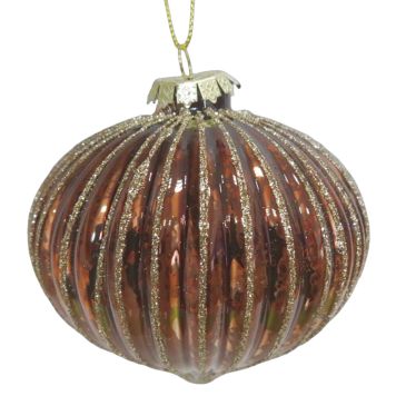 Nordic Winter julekugle brun m/guldglimmer Ø10 cm
