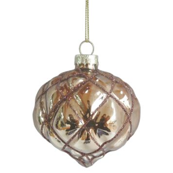 Nordic Winter julekugle kobber glimmer Ø8 cm