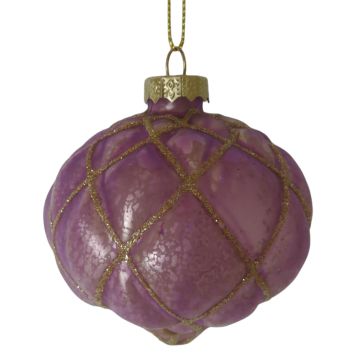 Nordic Winter julekugle lilla m/guld glimmer Ø8 cm