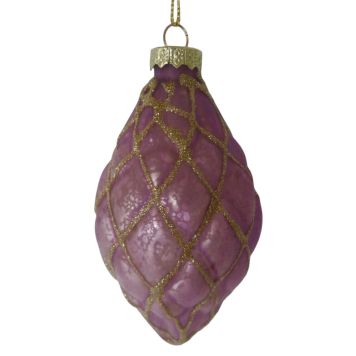 Nordic Winter julekugle glas lilla/guld 11,6 cm