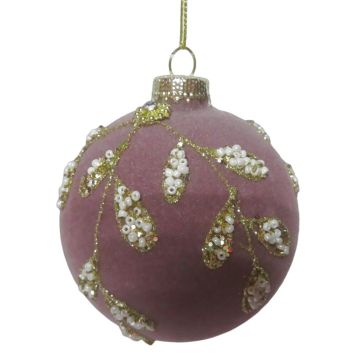 Nordic Winter julekugle lilla m/guld glimmer Ø8 cm
