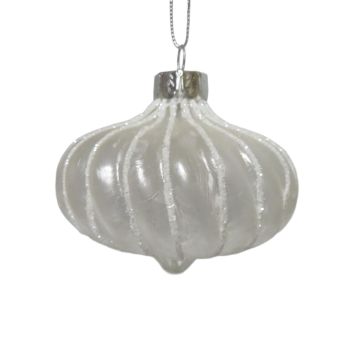 Nordic Winter julekugle perlemor m/hvid glimmer Ø8 cm