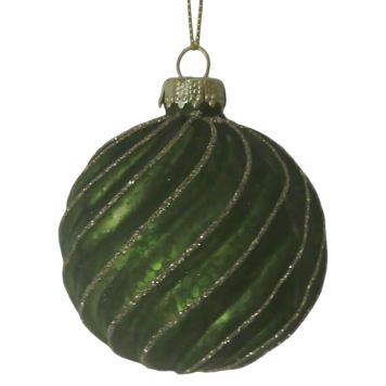 Nordic Winter julekugle grøn Ø8 cm m/guld glimmer