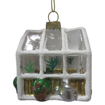 Nordic Winter julekugle drivhus glas hvid