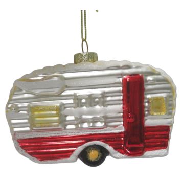 Nordic Winter julekugle campingvogn glas hvid