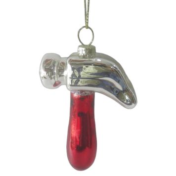 Nordic Winter julekugle hammer glas rød