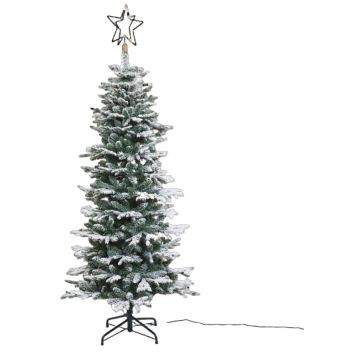 Nordic Winter juletræ Frost m/sne & lys plast 180x86 cm