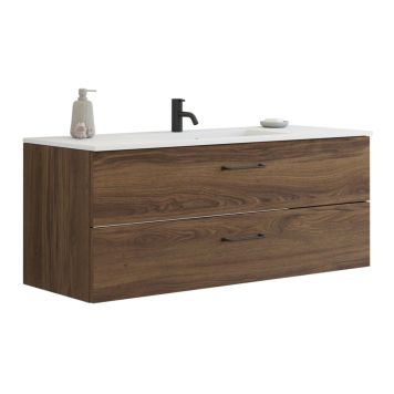 Scanbad underskab med vask Delta/Micca brun eg m/greb 120x45,5 cm