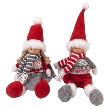 Det Gamle Apotek nisse dreng/pige rød 36x12x8 cm 2 stk.