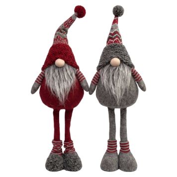 Det Gamle Apotek stående nisse rød/grå 60x18x10 cm 2 stk.