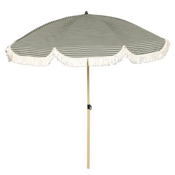 Strandparasol Ø200xH200 cm grøn/creme