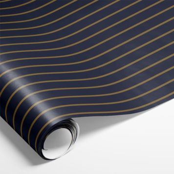 Julegavepapir mørkeblå m/guldstriber 5 m 