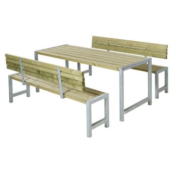 Plus plankemøbelsæt trykimprægneret med 2 ryglæn
