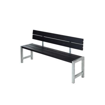 Plus plankebænk sort med ryglæn 176 cm