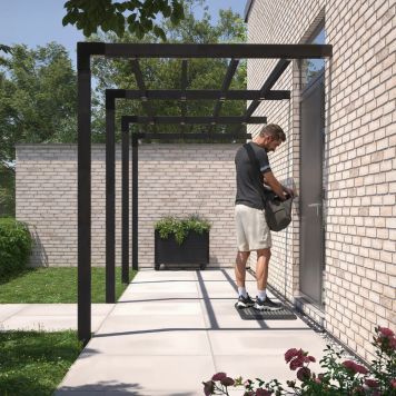 Plus Cubic pergola model 4 trykimprægneret træ sort 575x188x217 cm