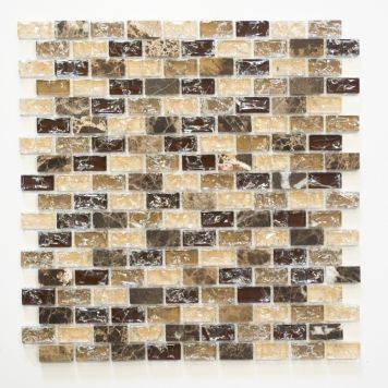 Mosaik Brick sten & glas mix brun 30x28,5 cm