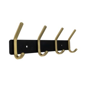 Knagerække - 5 knager. l320mm sort/guld