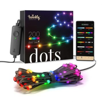 Twinkly app-styret lyskæde Dots 10 m og Music USB-dongle