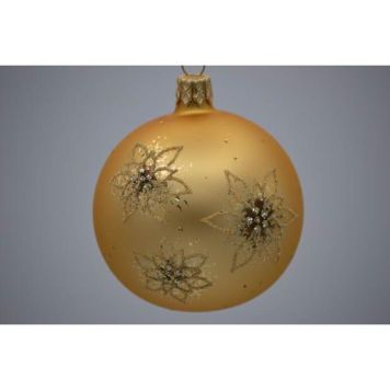 Julekugle glas gylden champagne m/blomster Ø7 cm 