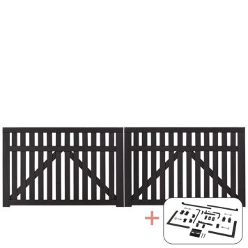 Plus dobbeltlåge Country sort inkl. beslag 300x98 cm