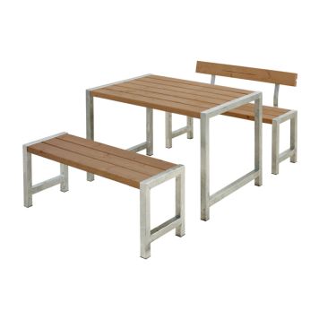 Plus Café bord-/bænkesæt med 1 ryglæn ThermoWood/stål 127 cm