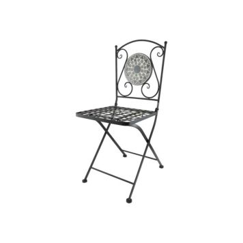 Lauvring havestol Este metal sort m/grå mosaik H88 cm