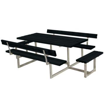 Plus bord-/bænkesæt Basic sort m. 2 ryglæn